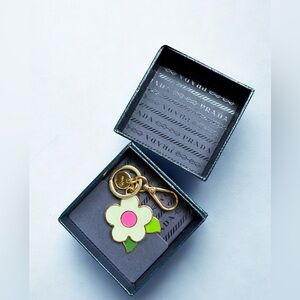 Prada Gold and Cream Floral Key Holder